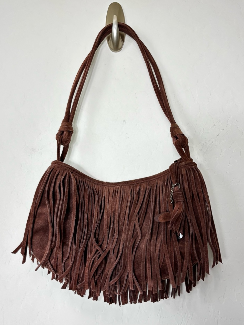 Vintage Y2K American Eagle Suede Fringe Shoulder Bag Boho Festival